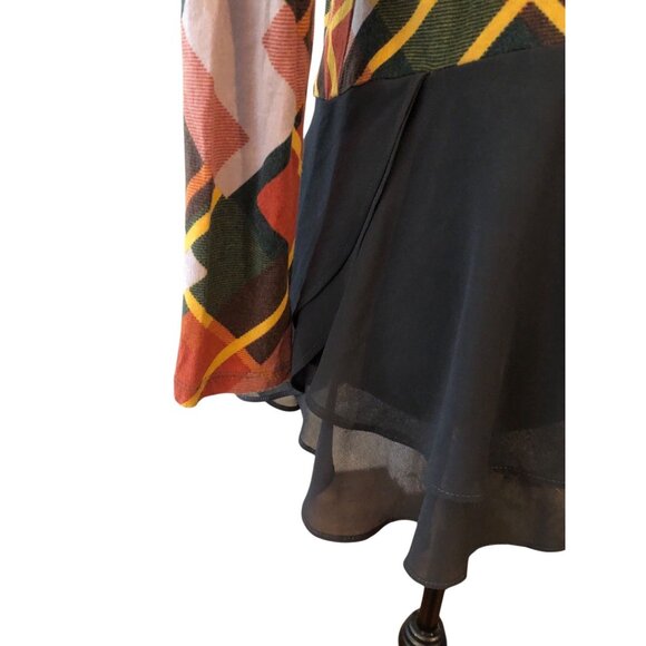 LOGO by Lori Goldstein Women's Long Sleeve Blouse Multicolor Fall Plaid Sz XS - Picture 6 of 16